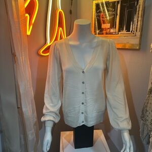 Hale Bob Cream Button-Up Cardigan